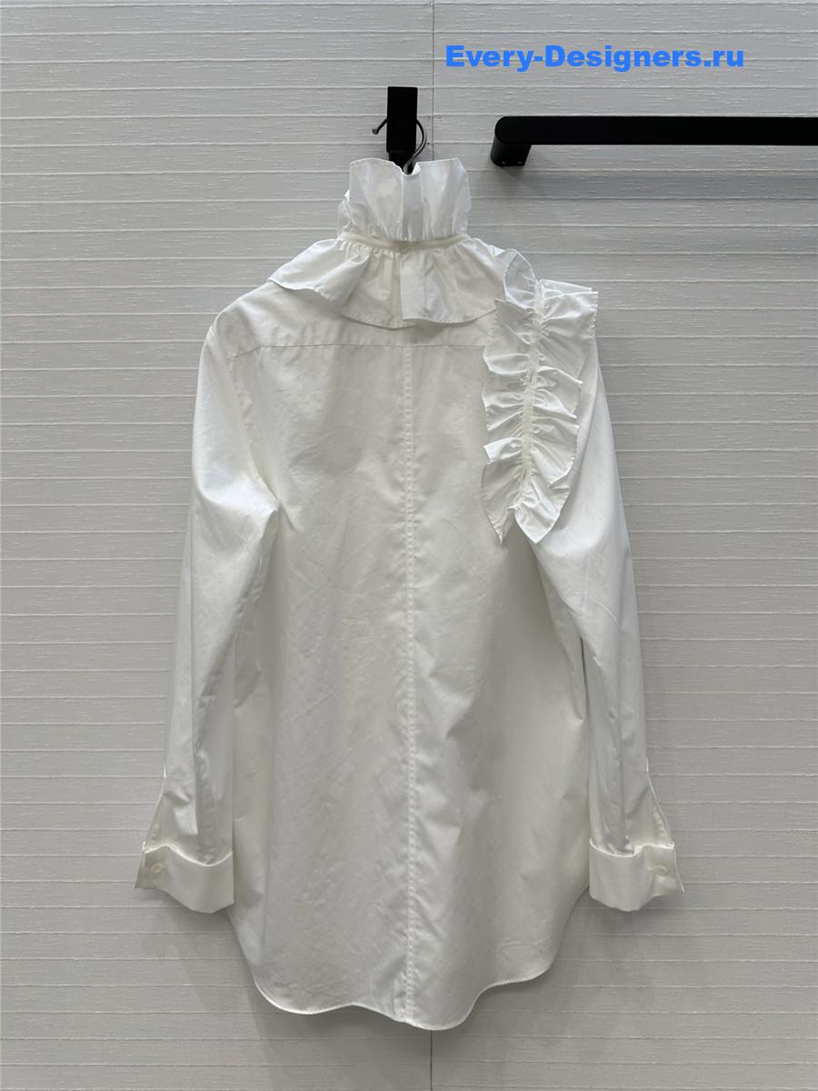 D10r white ribbon ruffled shirt