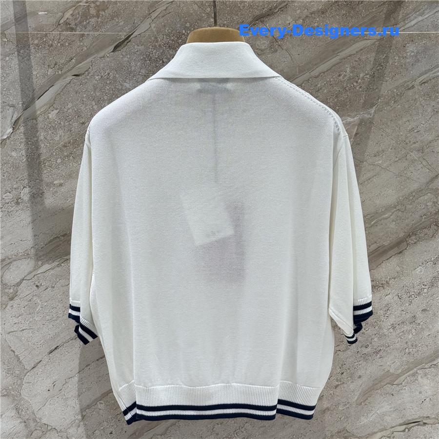 Miu Miu White Cashmere Polo Top