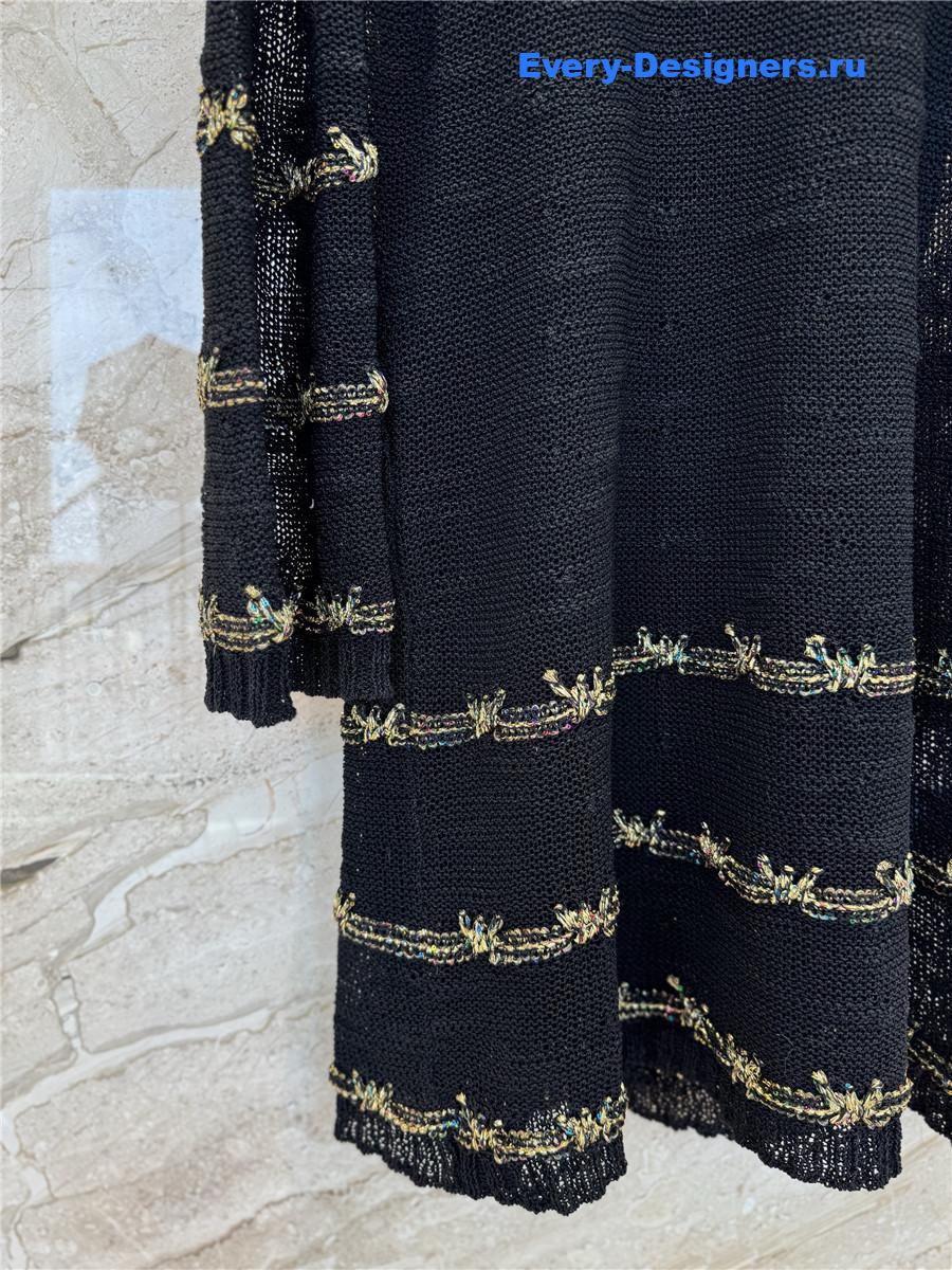 Ch**el gold yarn striped dress