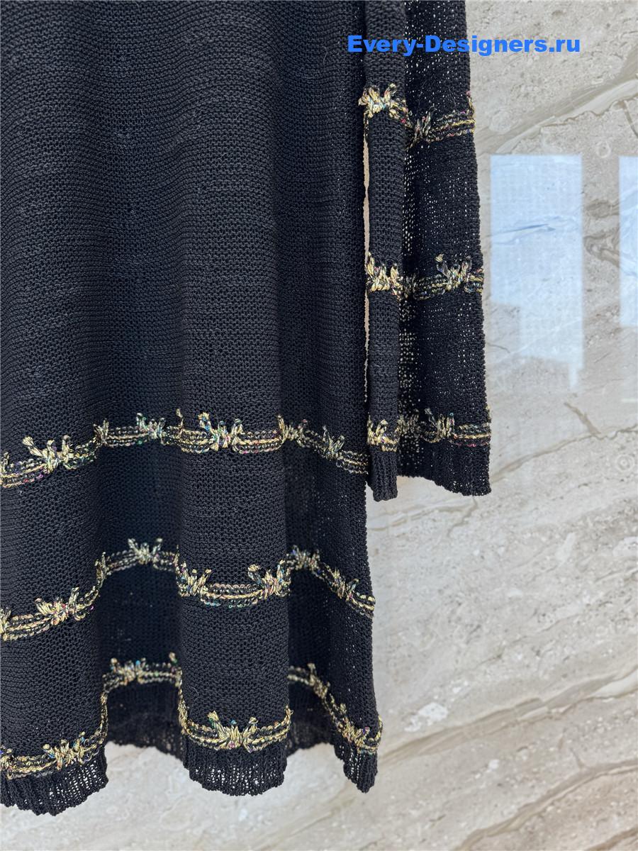 Ch**el gold yarn striped dress