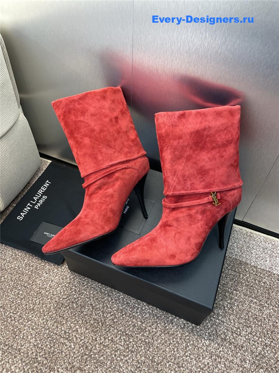 Sa1nt Lau*nt logo buckle ankle boots