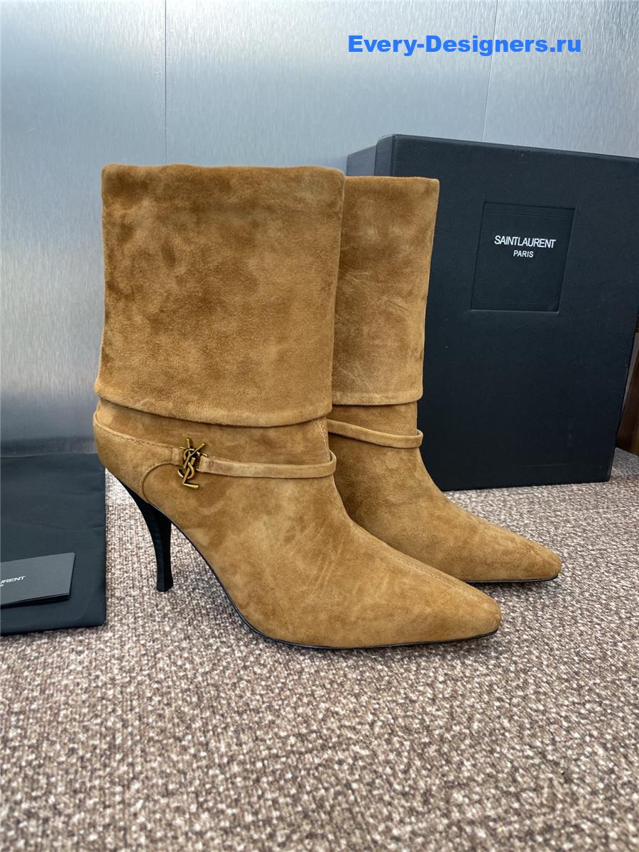 Sa1nt Lau*nt beige ankle boots