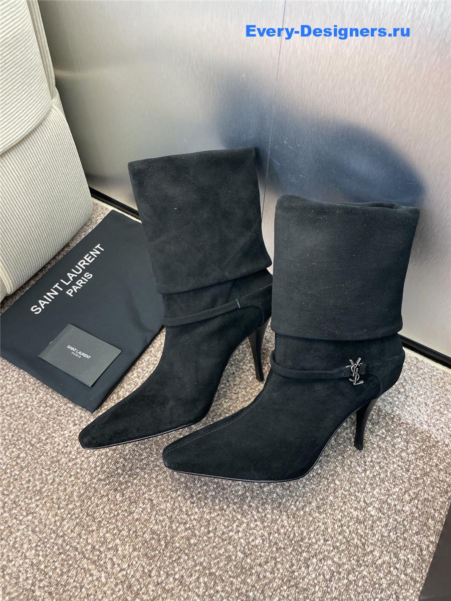 Sa1nt Lau*nt black buckle ankle boots
