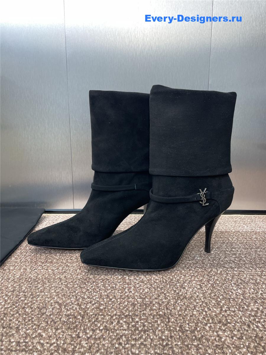 Sa1nt Lau*nt black buckle ankle boots