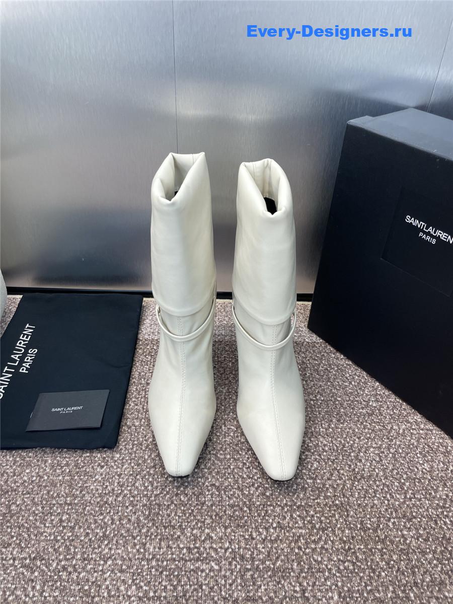 Sa1nt Lau*nt white buckle ankle boots