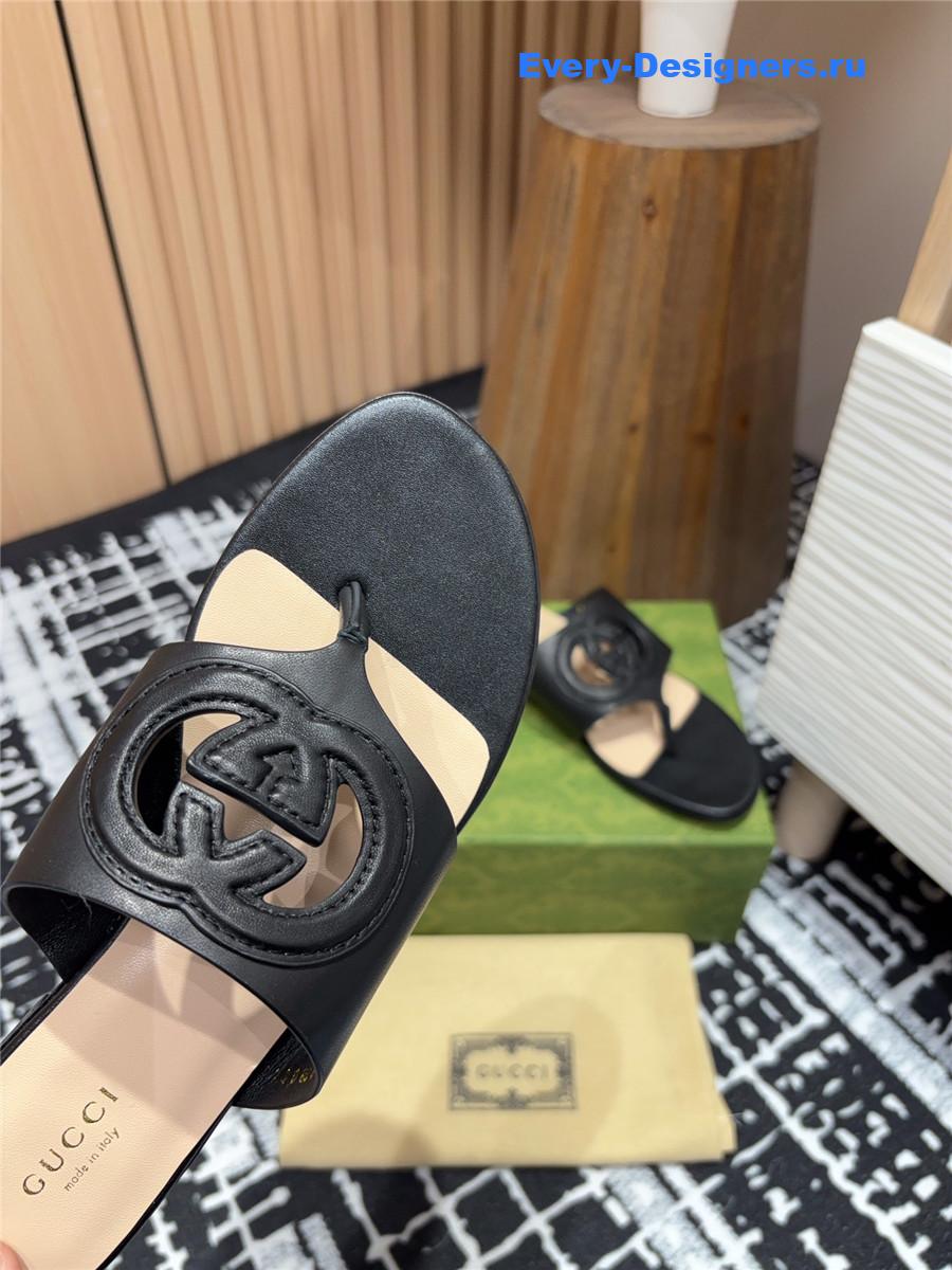 Gvc*1 gg black leather sandals