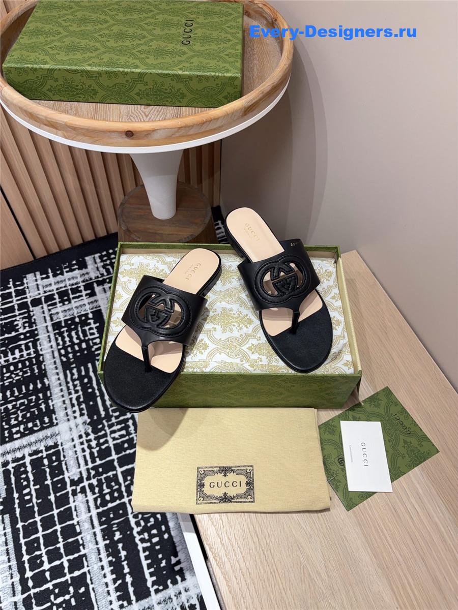 Gvc*1 gg black leather sandals