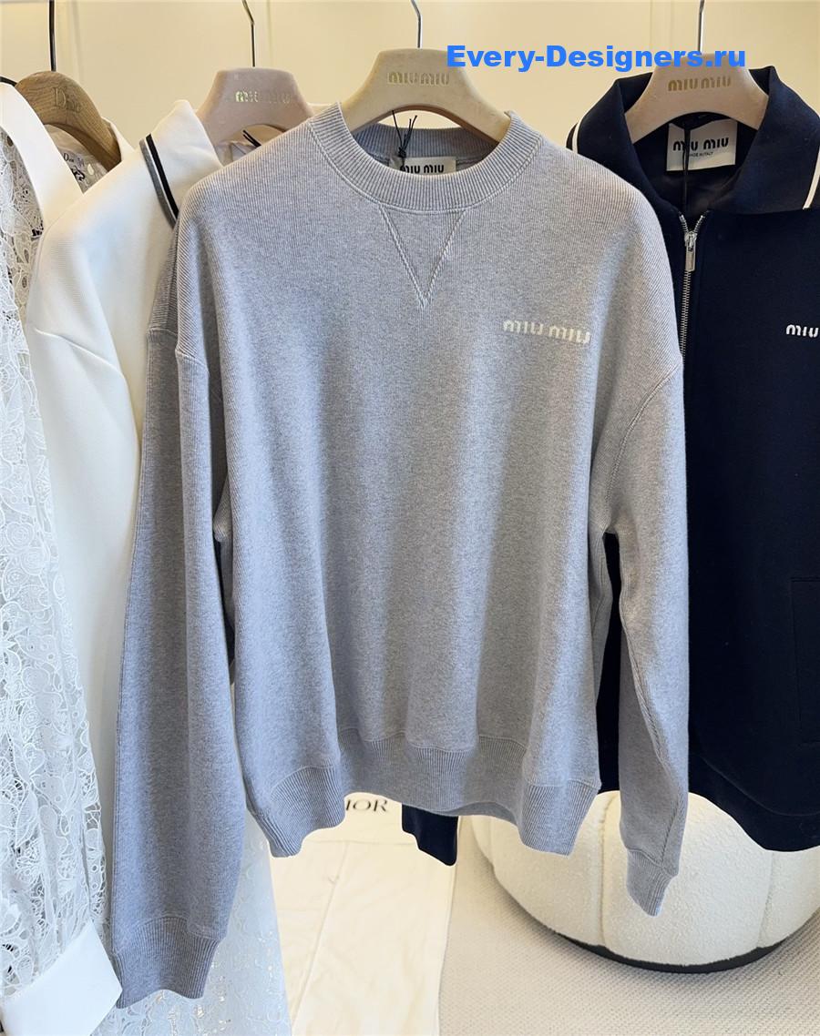 Miu Miu Grey Embroidered Sweatshirt