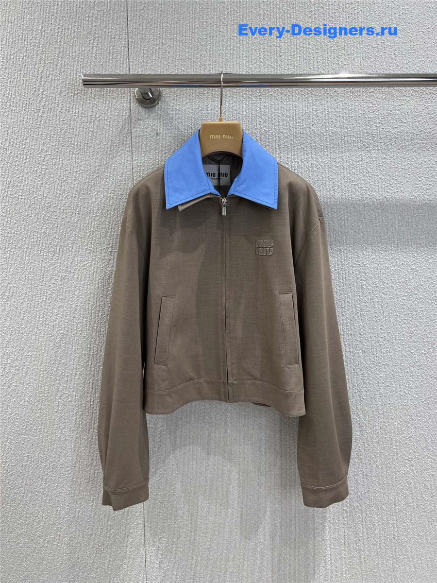 Miu Miu Brown Gabardine Blouson Jacket