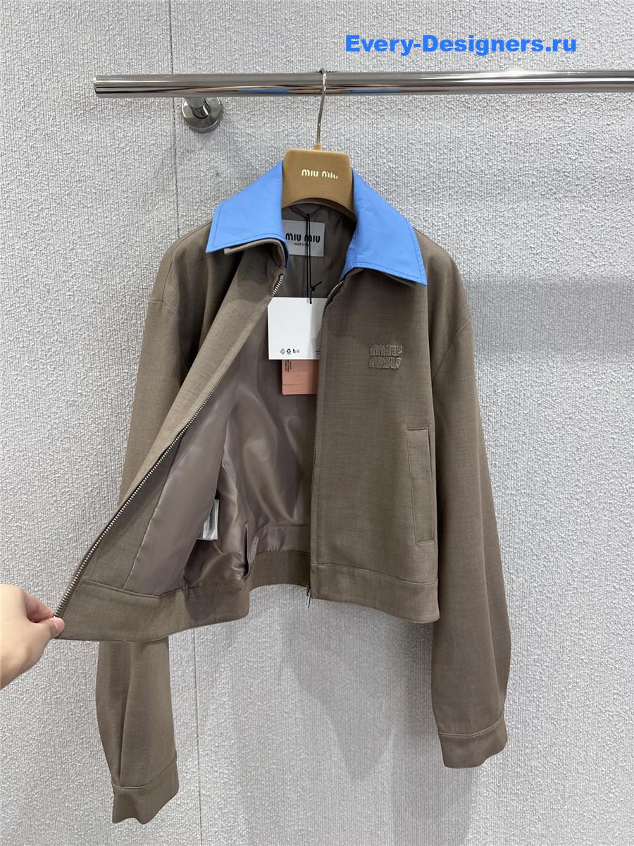 Miu Miu Brown Gabardine Blouson Jacket