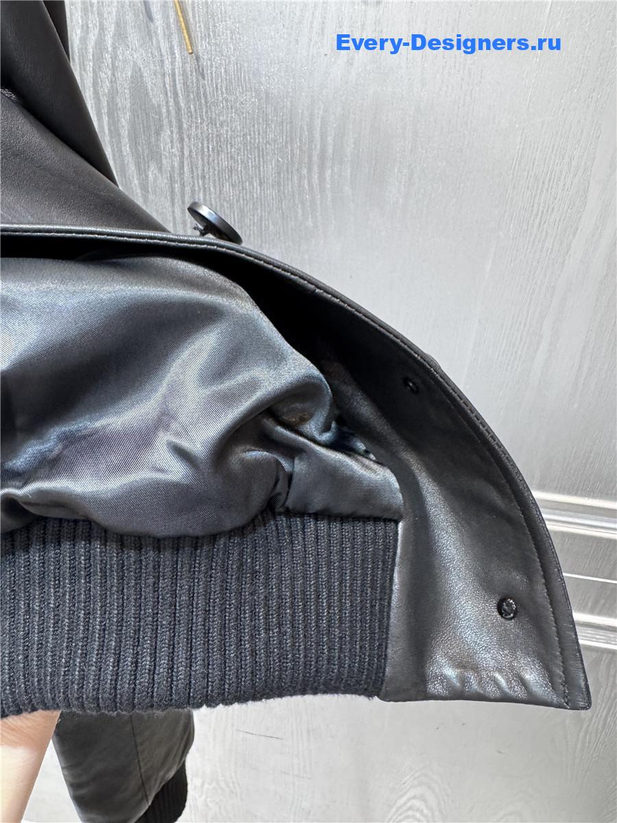 Miu Miu Black Leather Cropped Jacket