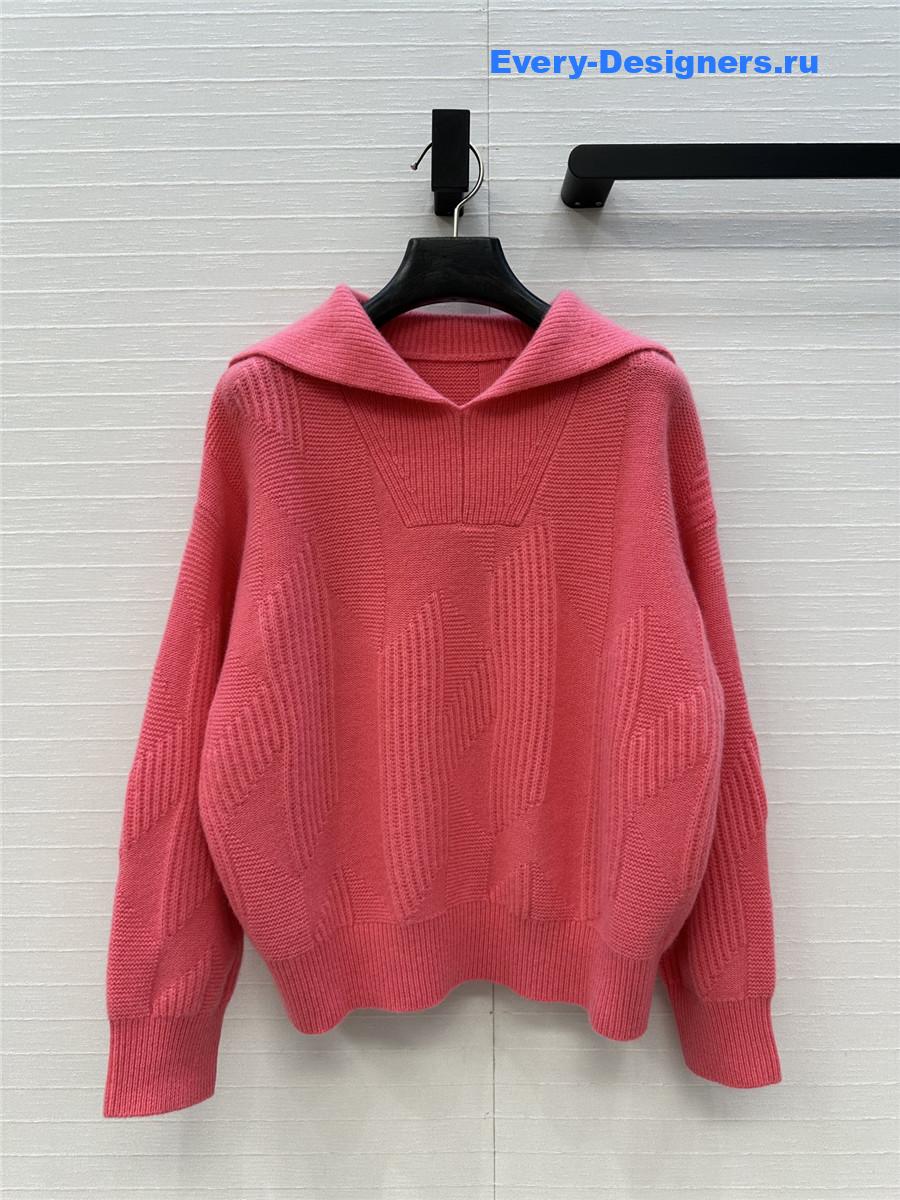 H**me5 logo jacquard pink cashmere sweater