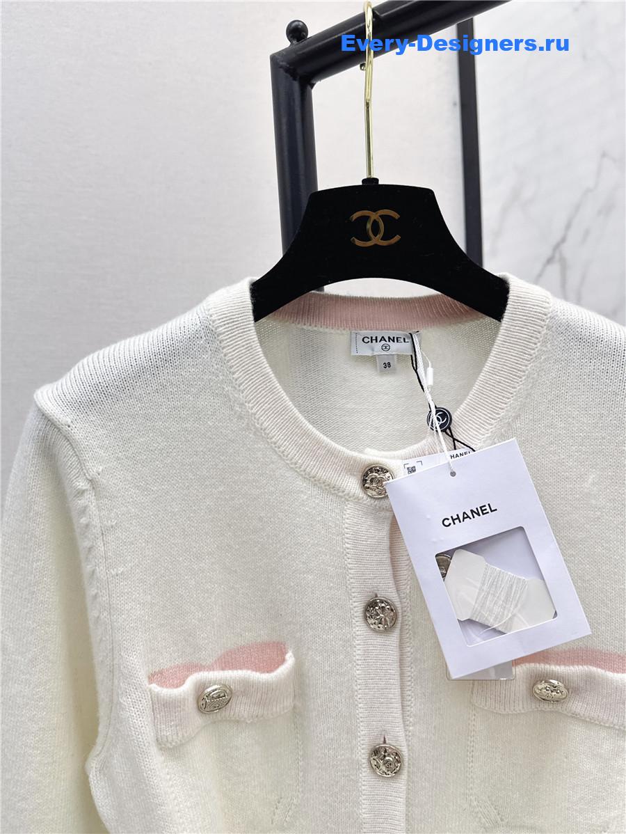 Ch**el coco white belt knit cardigan