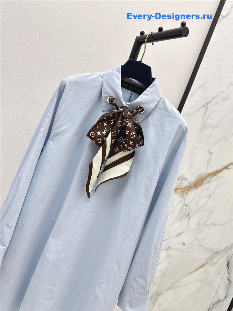 l0vis Vvtt0n blue monogram scarf shirt dress