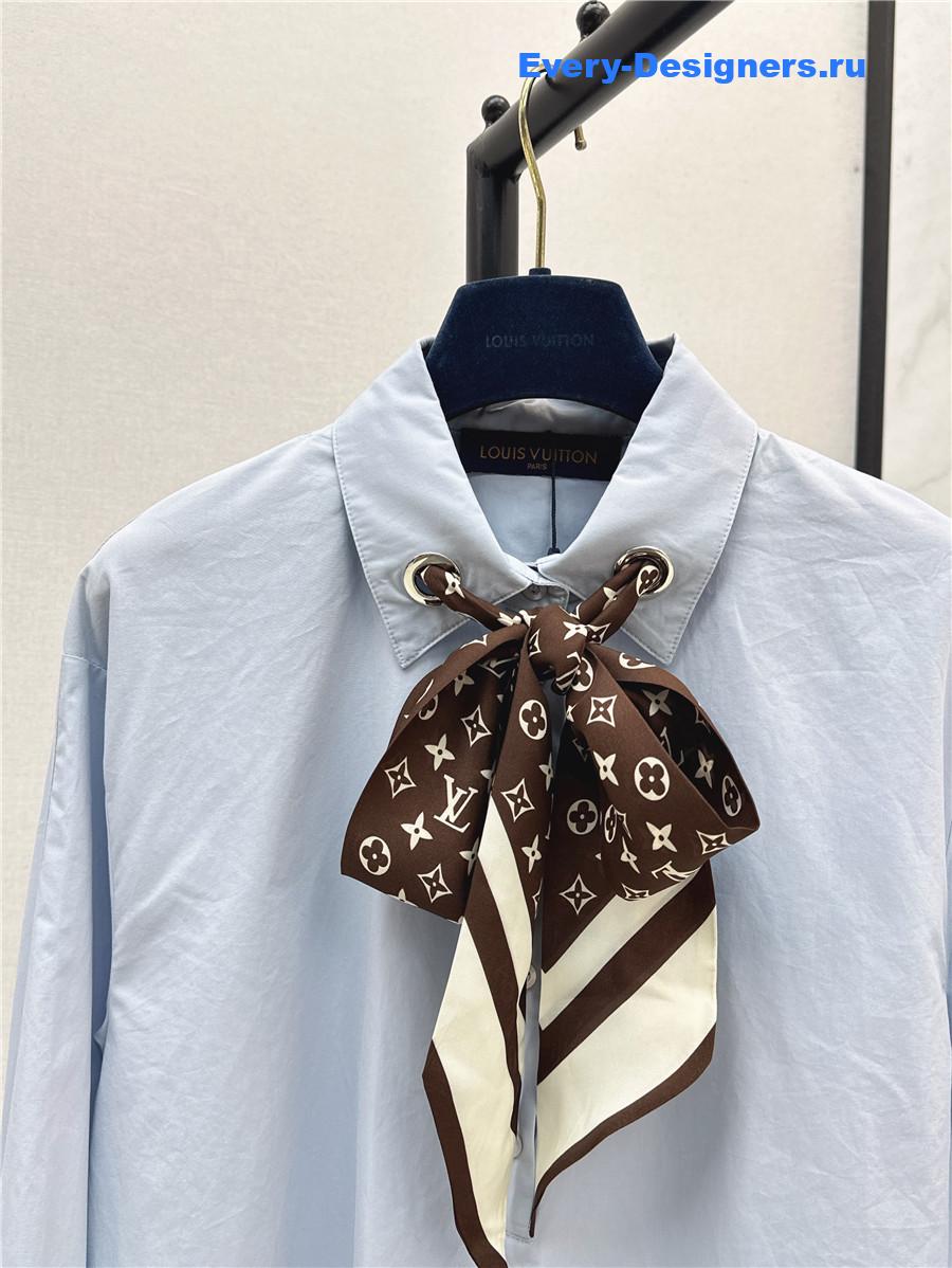 l0vis Vvtt0n blue monogram scarf shirt dress