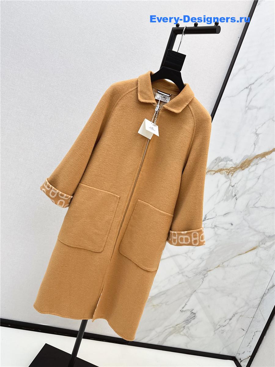 H**me5 double cashmere long coat in brown
