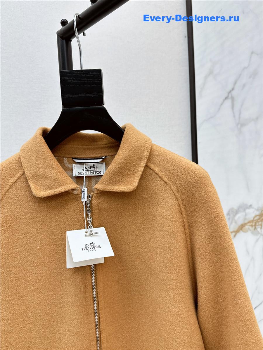 H**me5 double cashmere long coat in brown