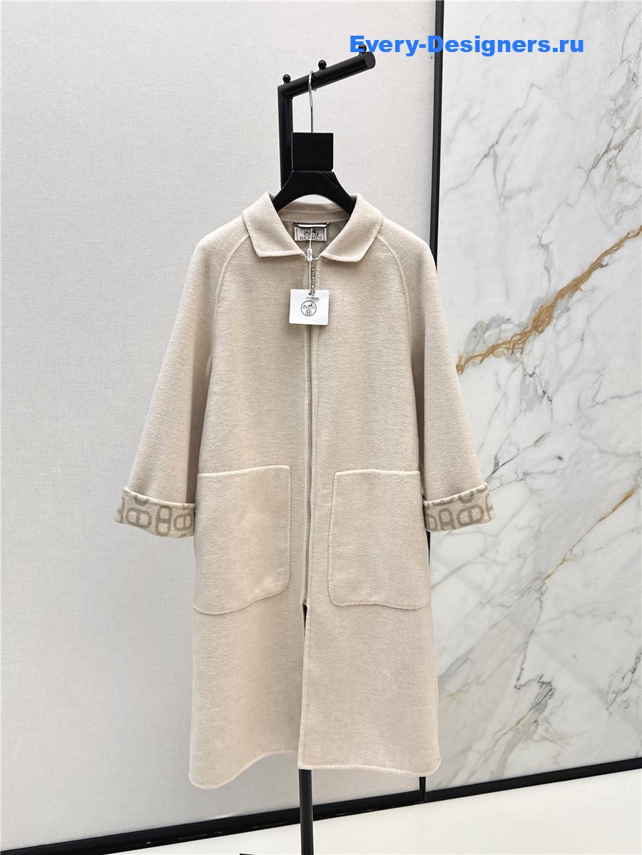 H**me5 beige double cashmere long coat