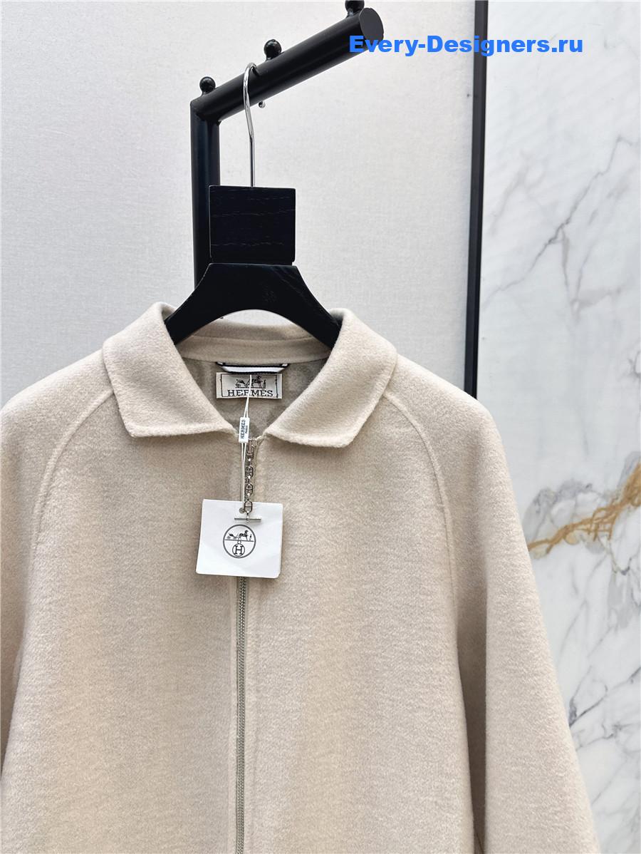 H**me5 beige double cashmere long coat
