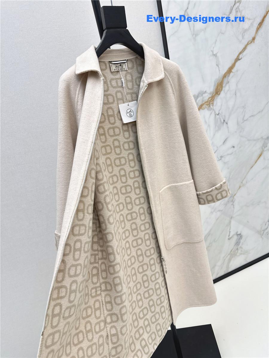 H**me5 beige double cashmere long coat