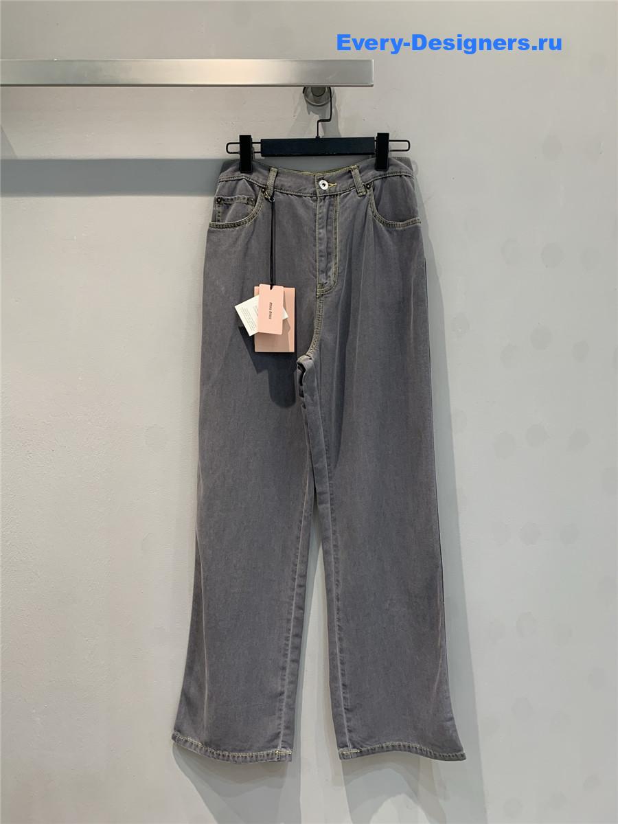 Miu Miu Grey Wide-Leg Jeans
