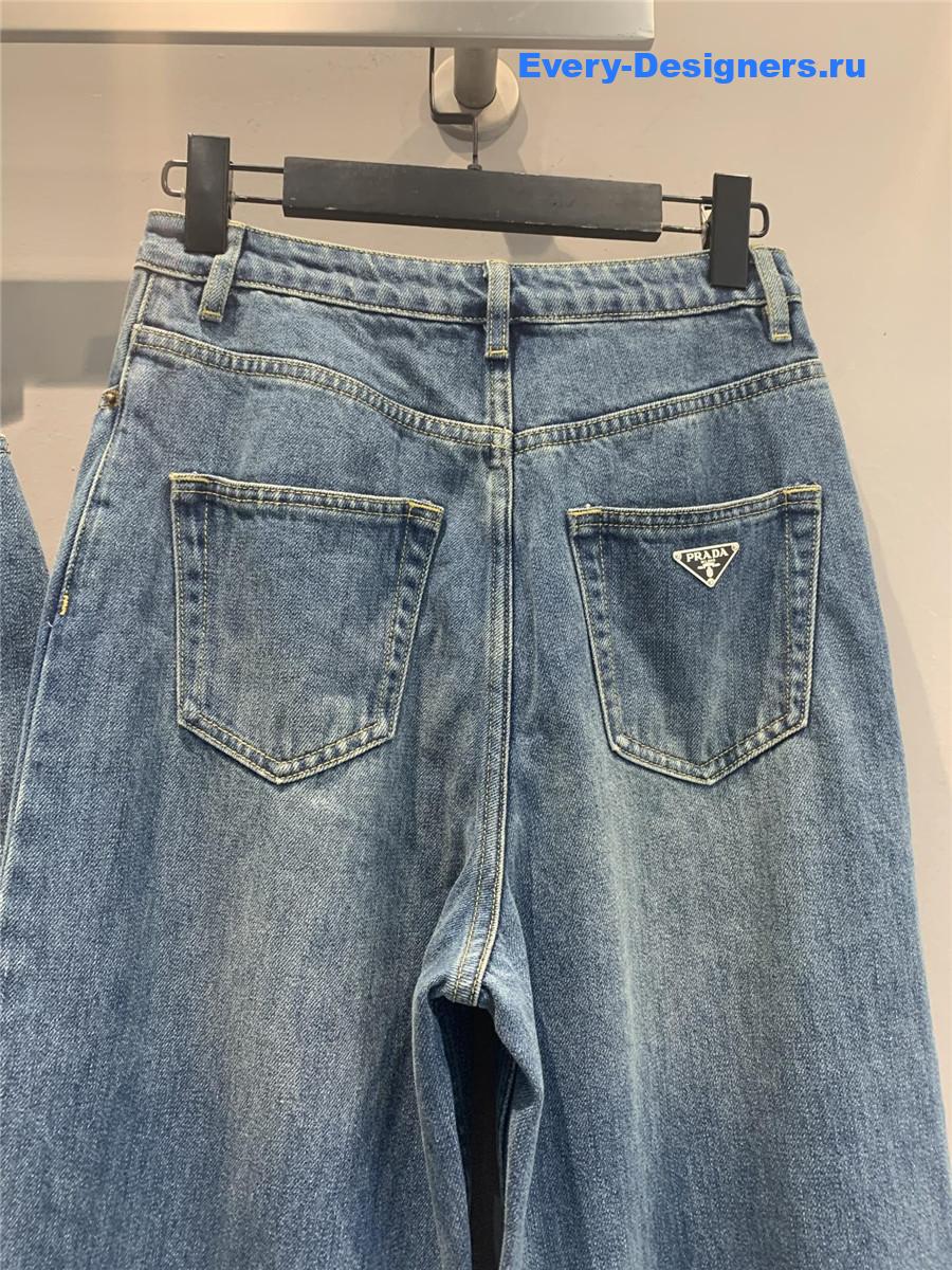 Pra*a blue high waist straight jeans
