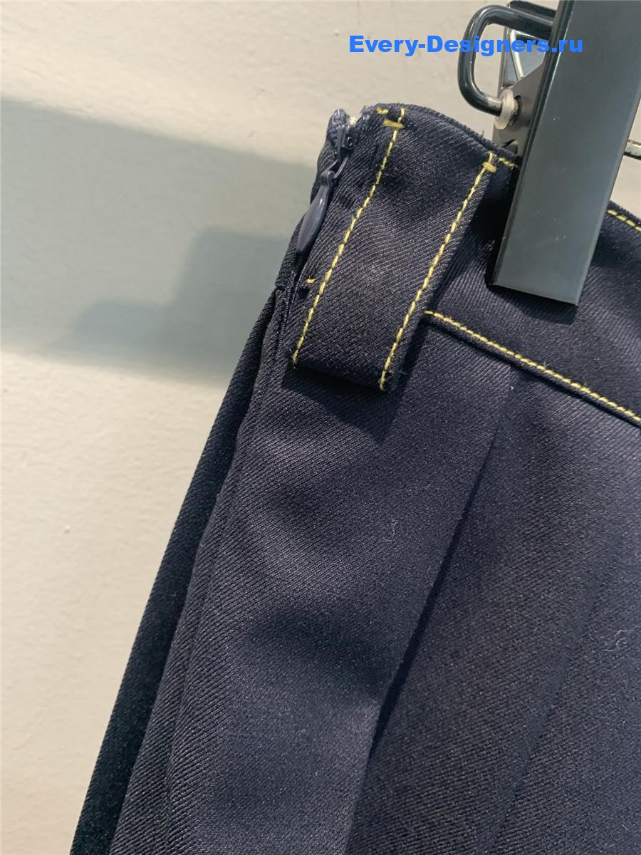 Miu Miu Navy Pleated Batavia Skirt