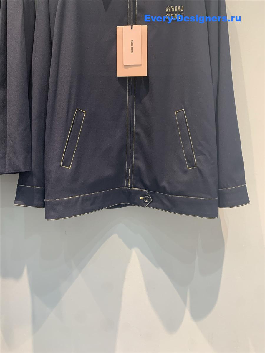 Miu Miu Sapphire Denim & Leather Blouson