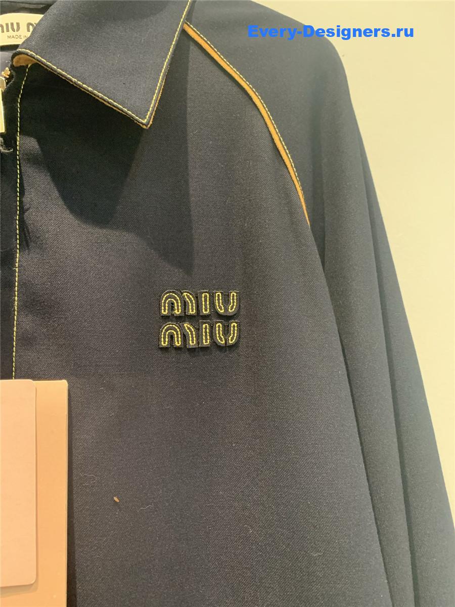Miu Miu Sapphire Denim & Leather Blouson