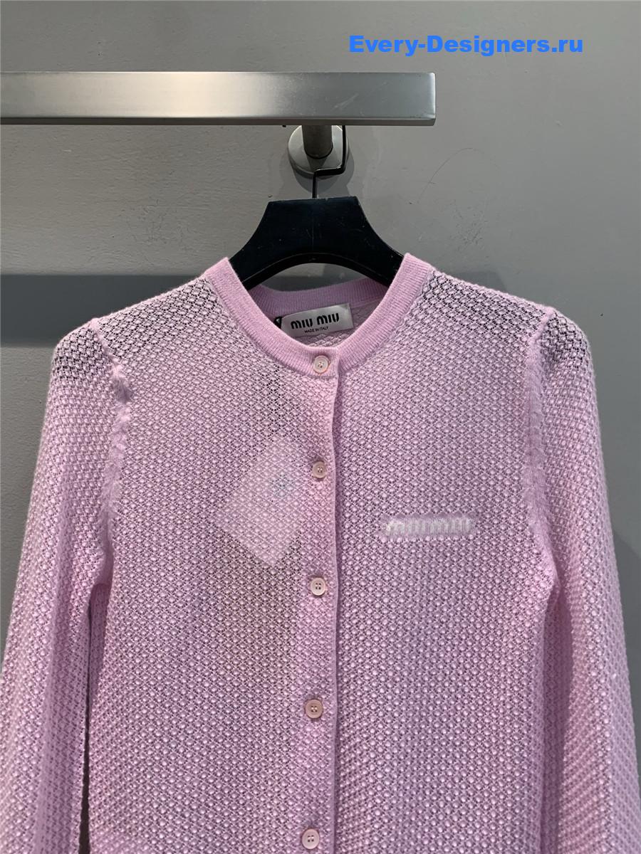 Miu Miu Alabaster Pink Cashmere Cardigan