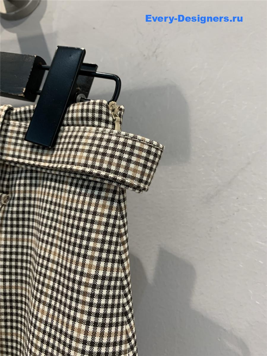 Miu Miu Cocoa Brown Checked Miniskirt