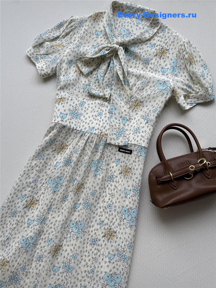 Miu Miu White Crêpe de Chine Dress