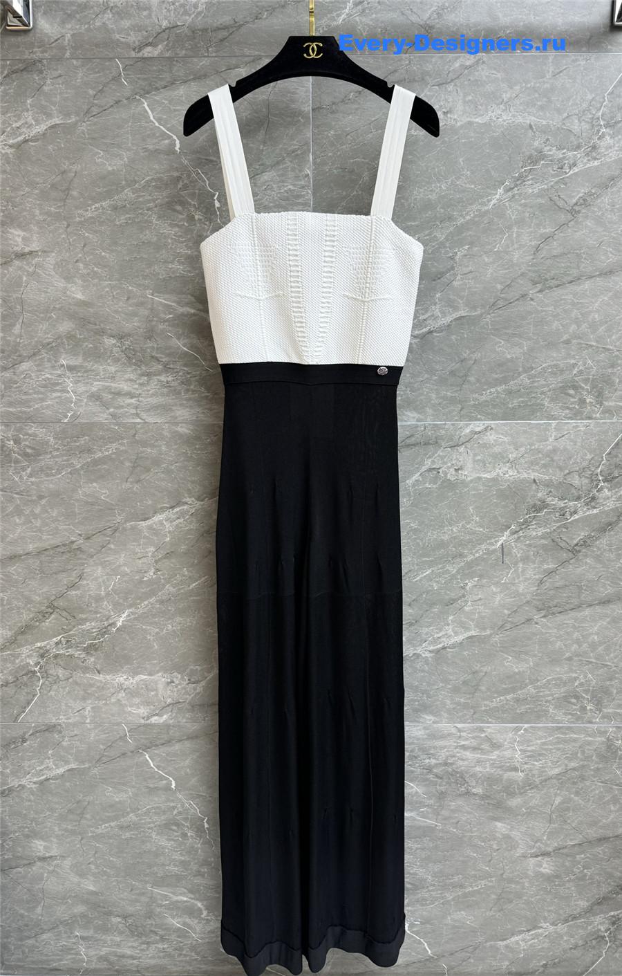 Ch**el black & white colorblock jumpsuit
