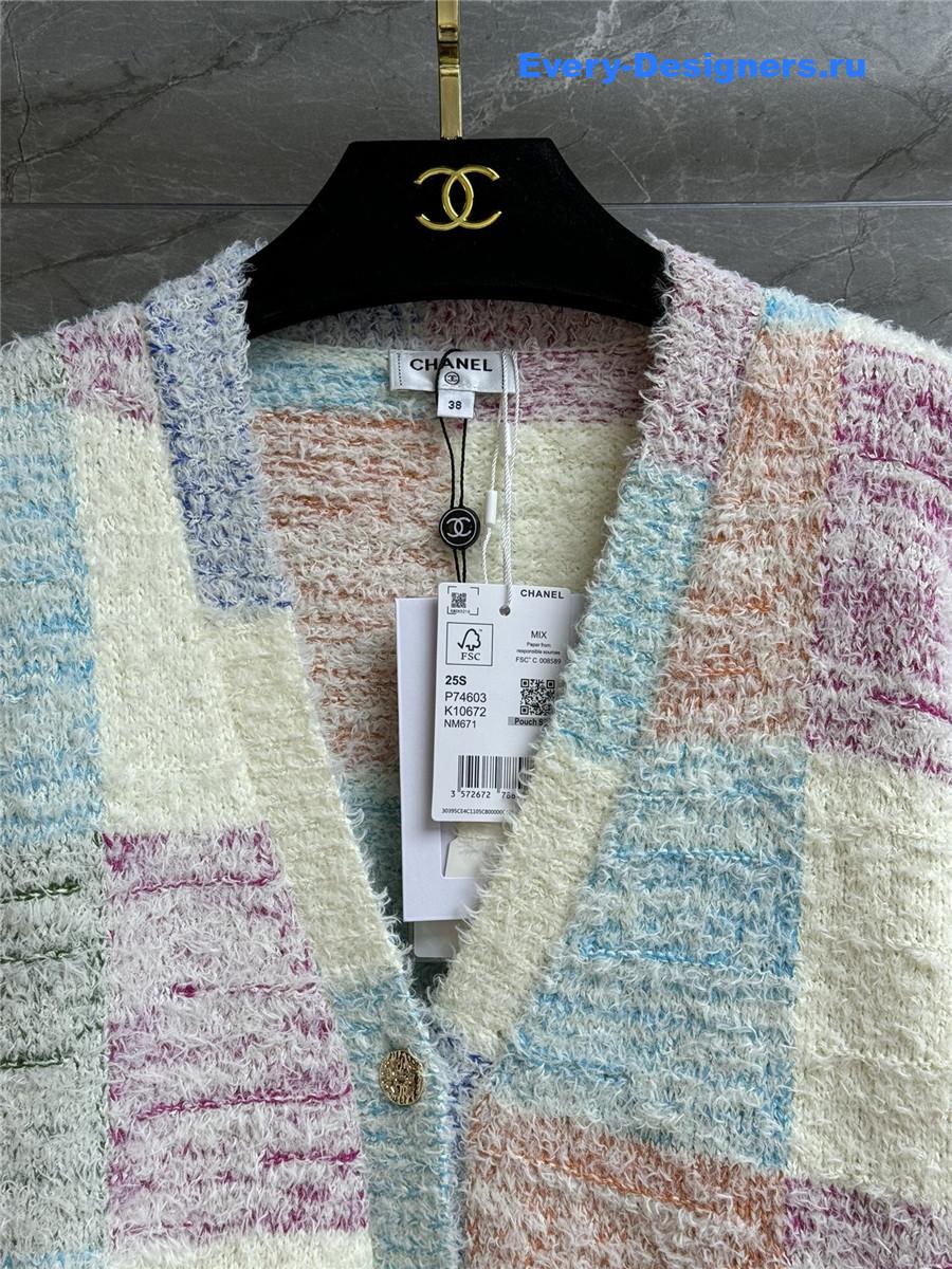 Ch**el coco gradient plaid cardigan
