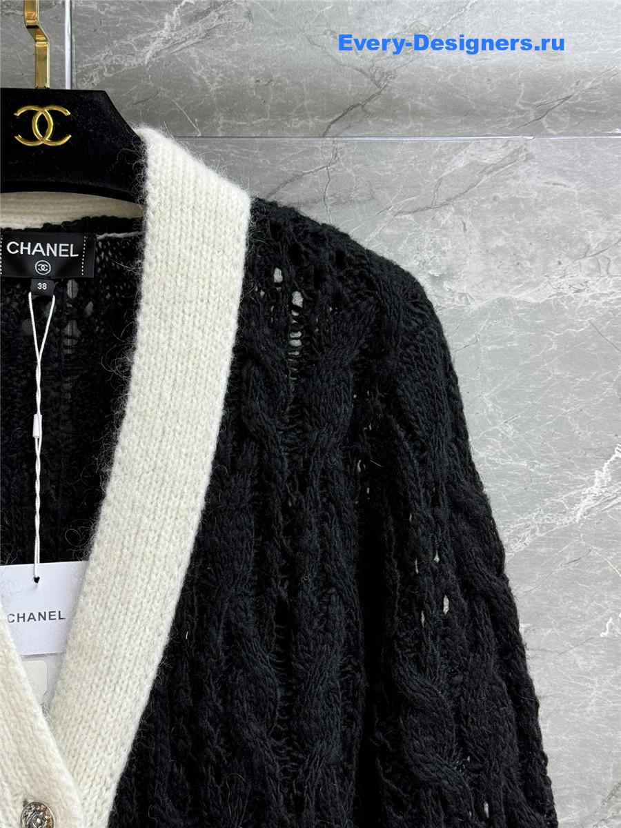 Ch**el black & white hollow cardigan