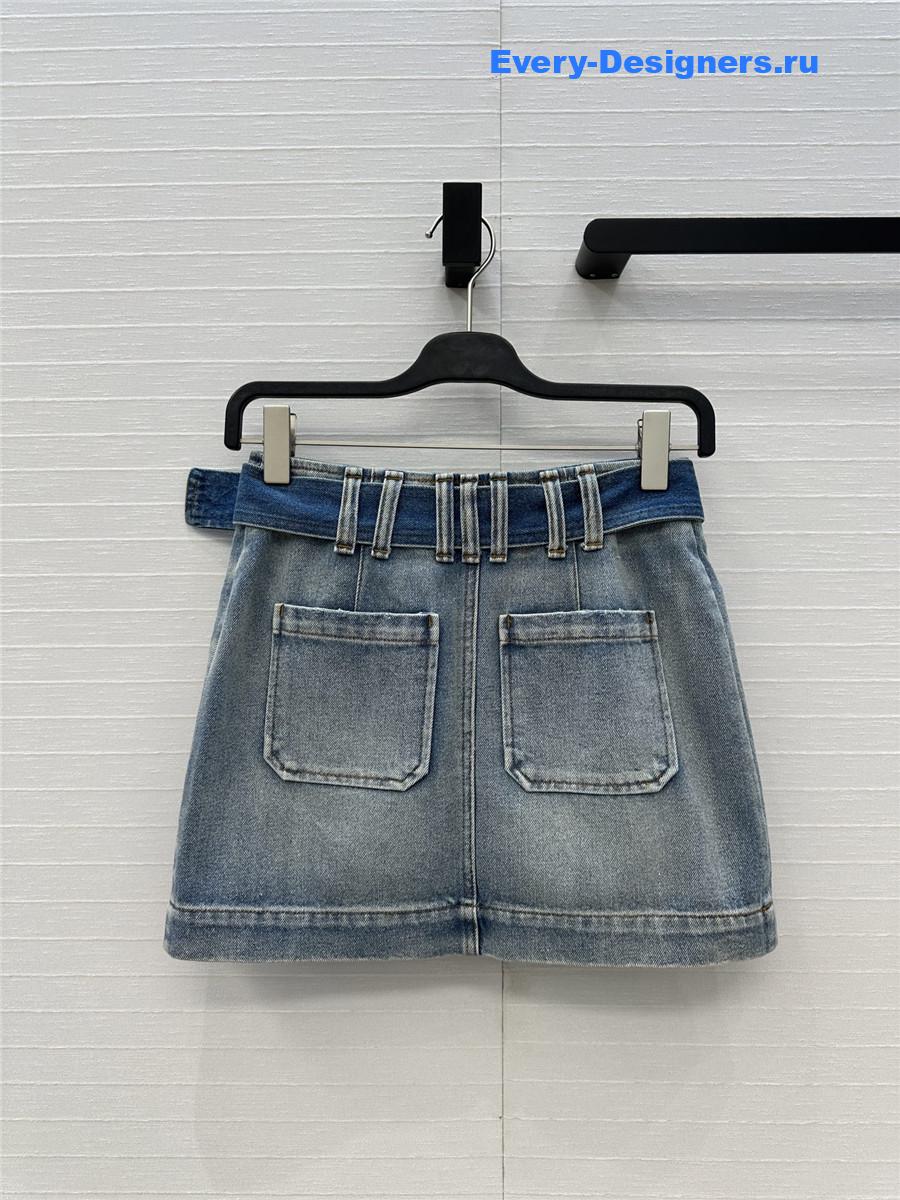 BALMAIN Blue Denim Skirt for Women