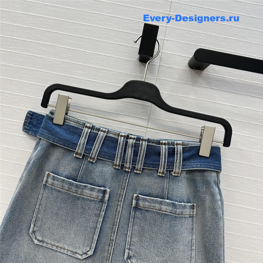 BALMAIN Blue Denim Skirt for Women