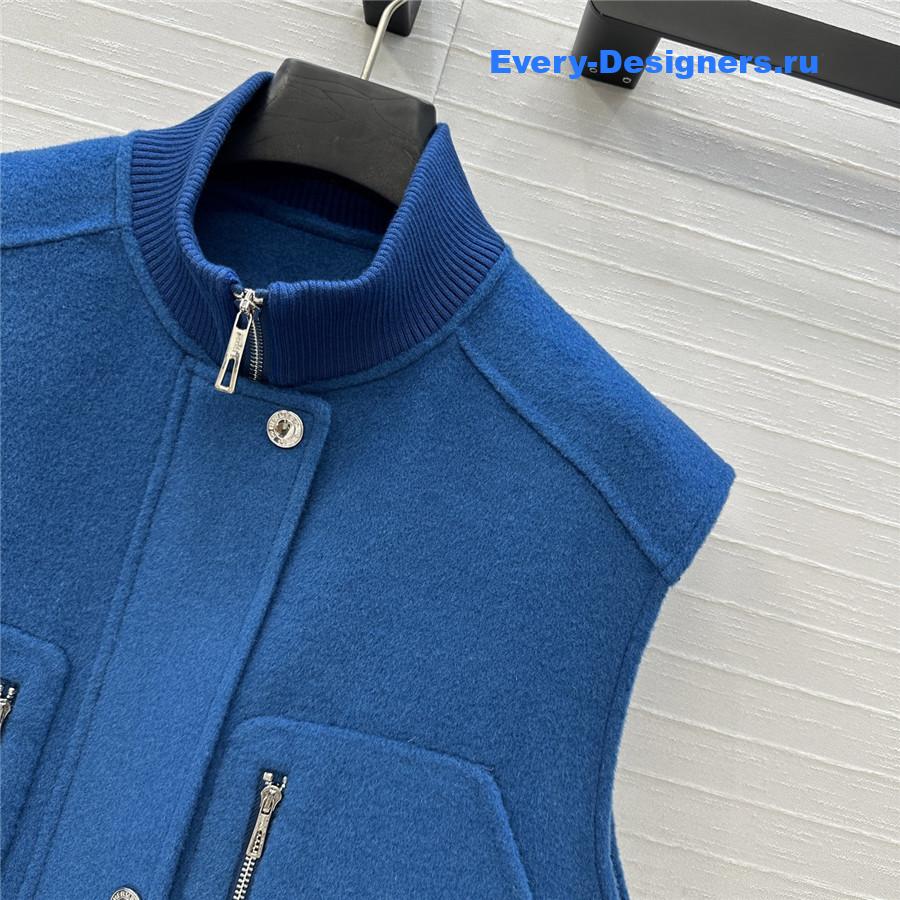 H**me5 blue sleeveless bomber jacket