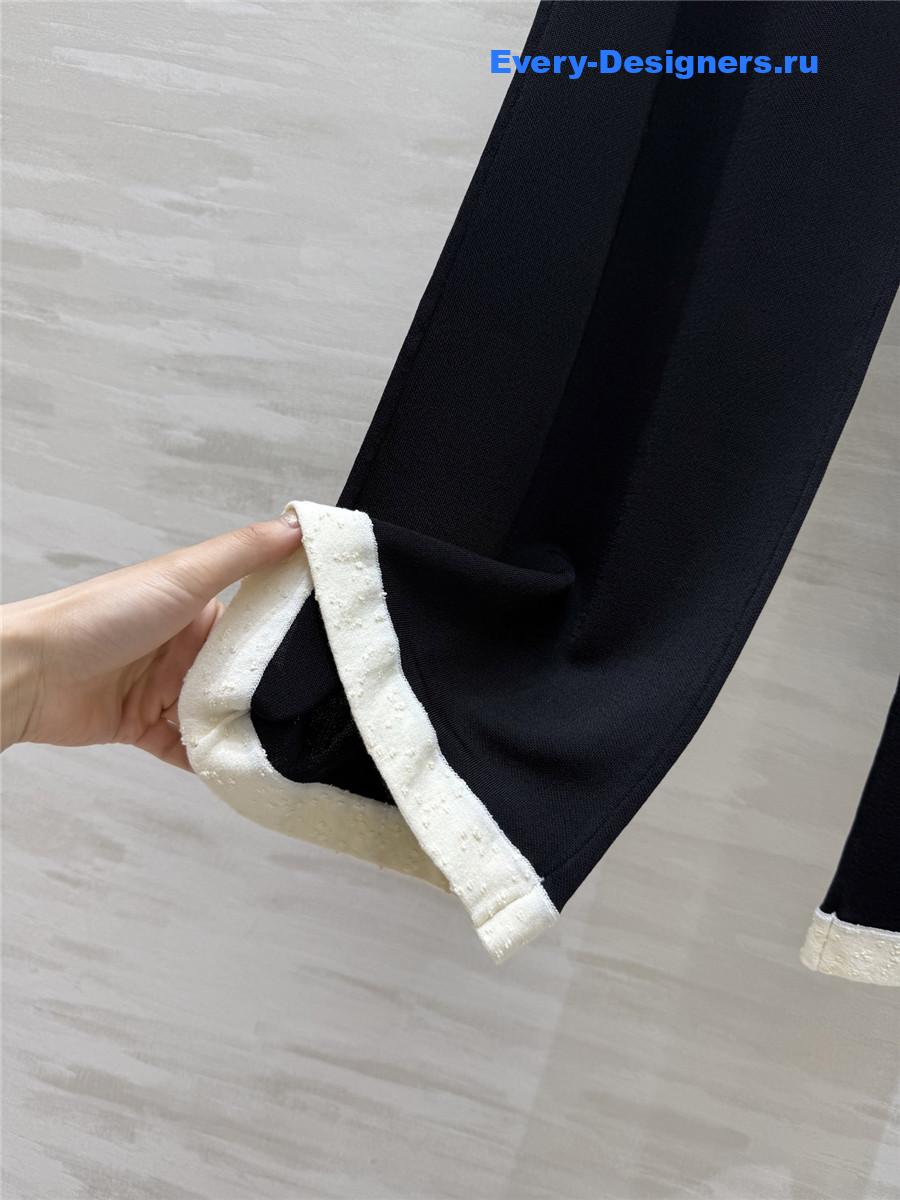 Ch**el black & white trim knit pants