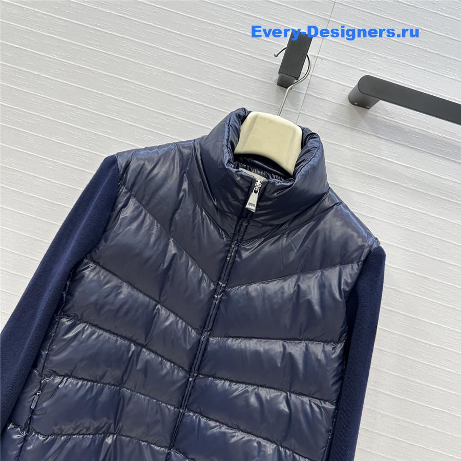 Moncler Navy Blue Padded Wool Cardigan