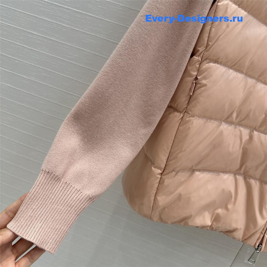 Moncler Pink  Padded Wool Cardigan