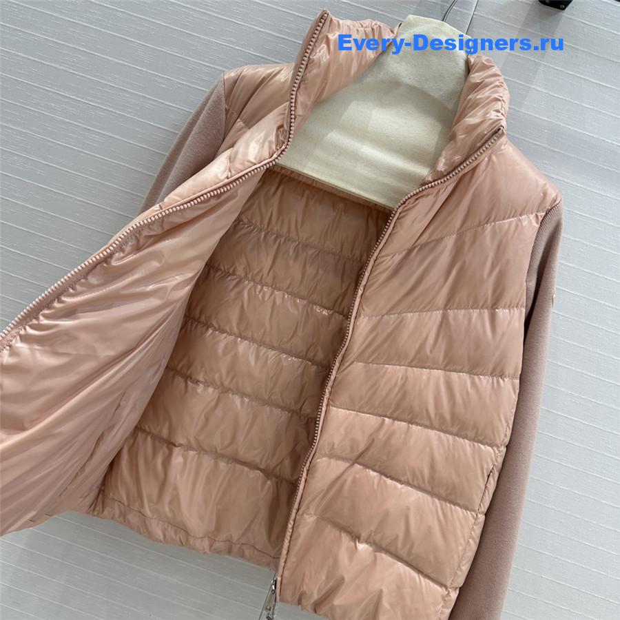 Moncler Pink  Padded Wool Cardigan
