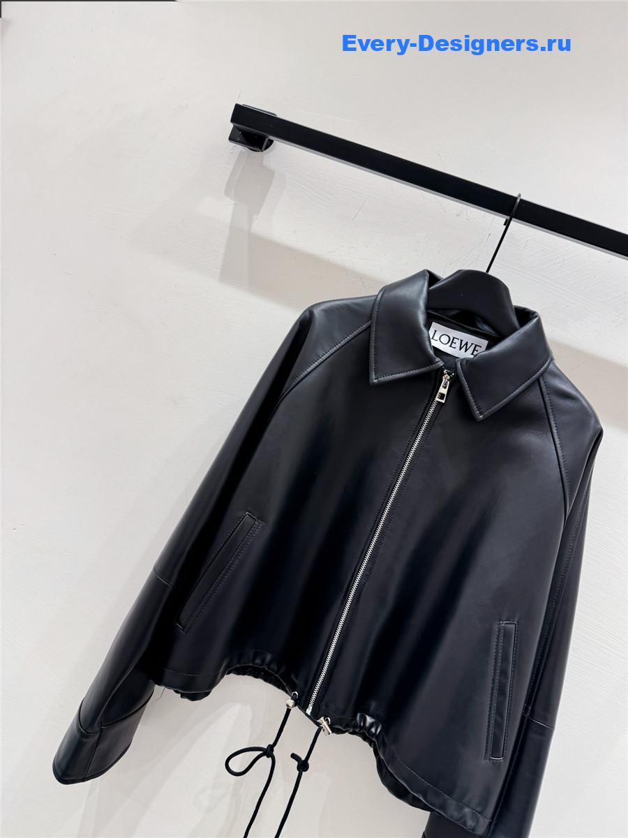 L0ew* black nappa lambskin balloon jacket