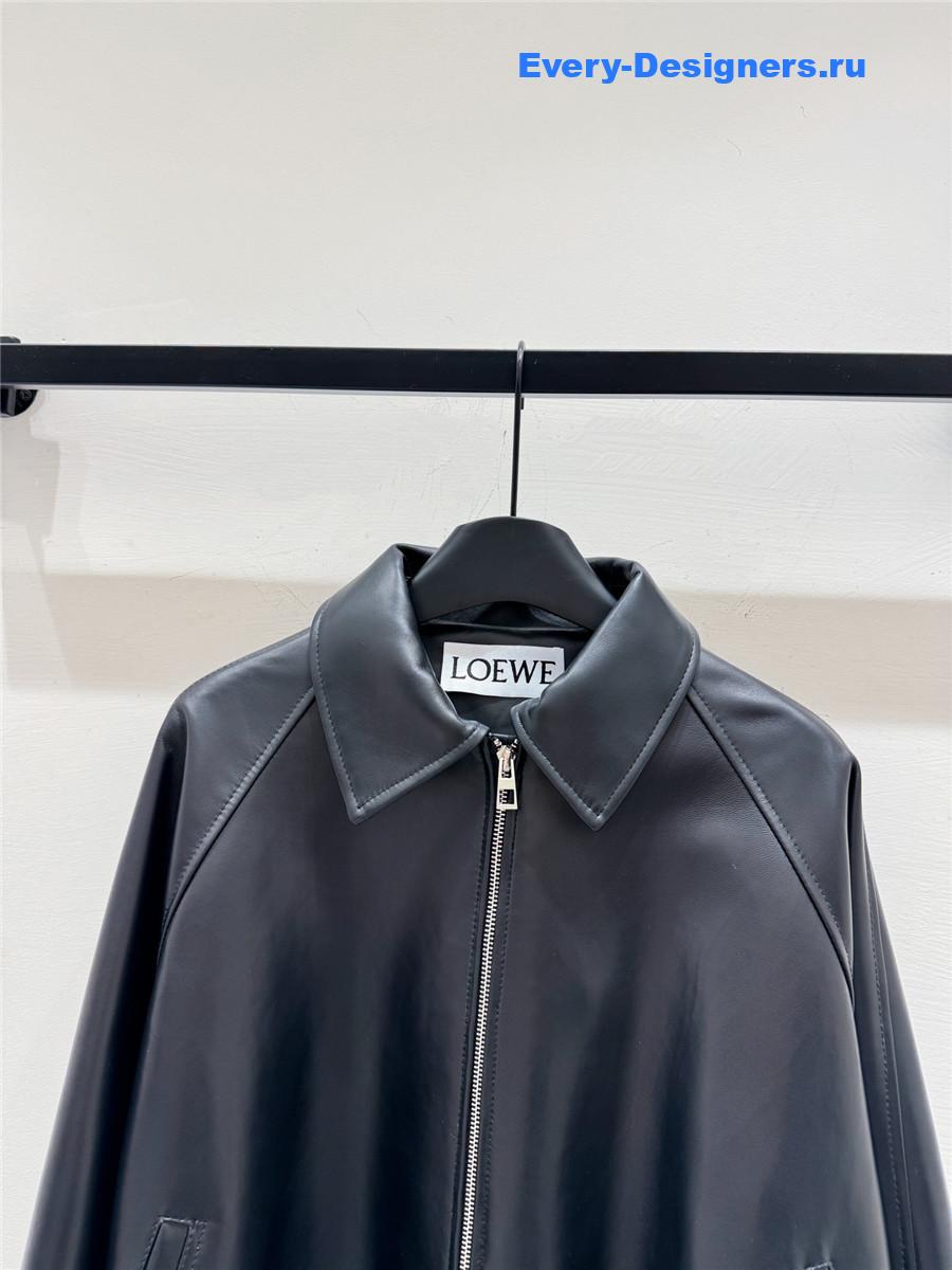 L0ew* black nappa lambskin balloon jacket