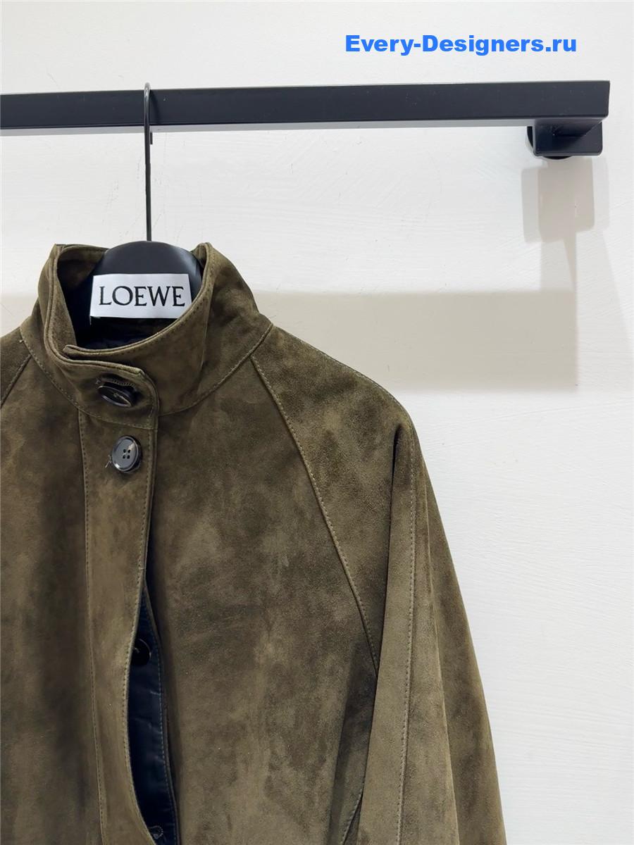 L0ew* green suede lambskin balloon jacket
