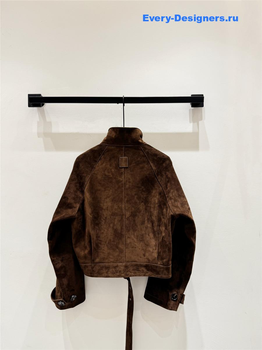 L0ew* brown suede lambskin balloon jacket