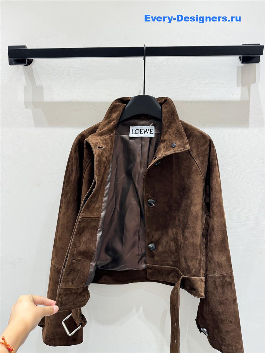 L0ew* brown suede lambskin balloon jacket