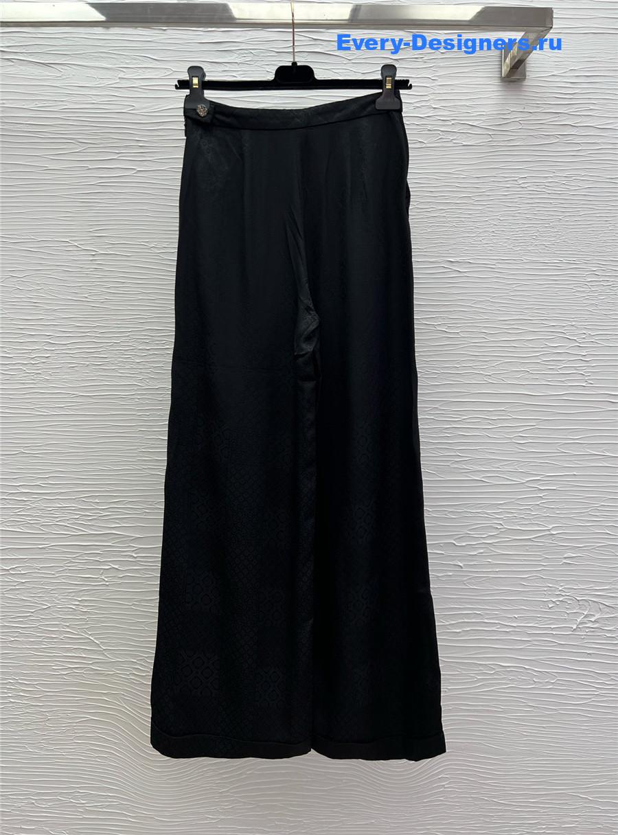 Ch**el black flocked silk trousers