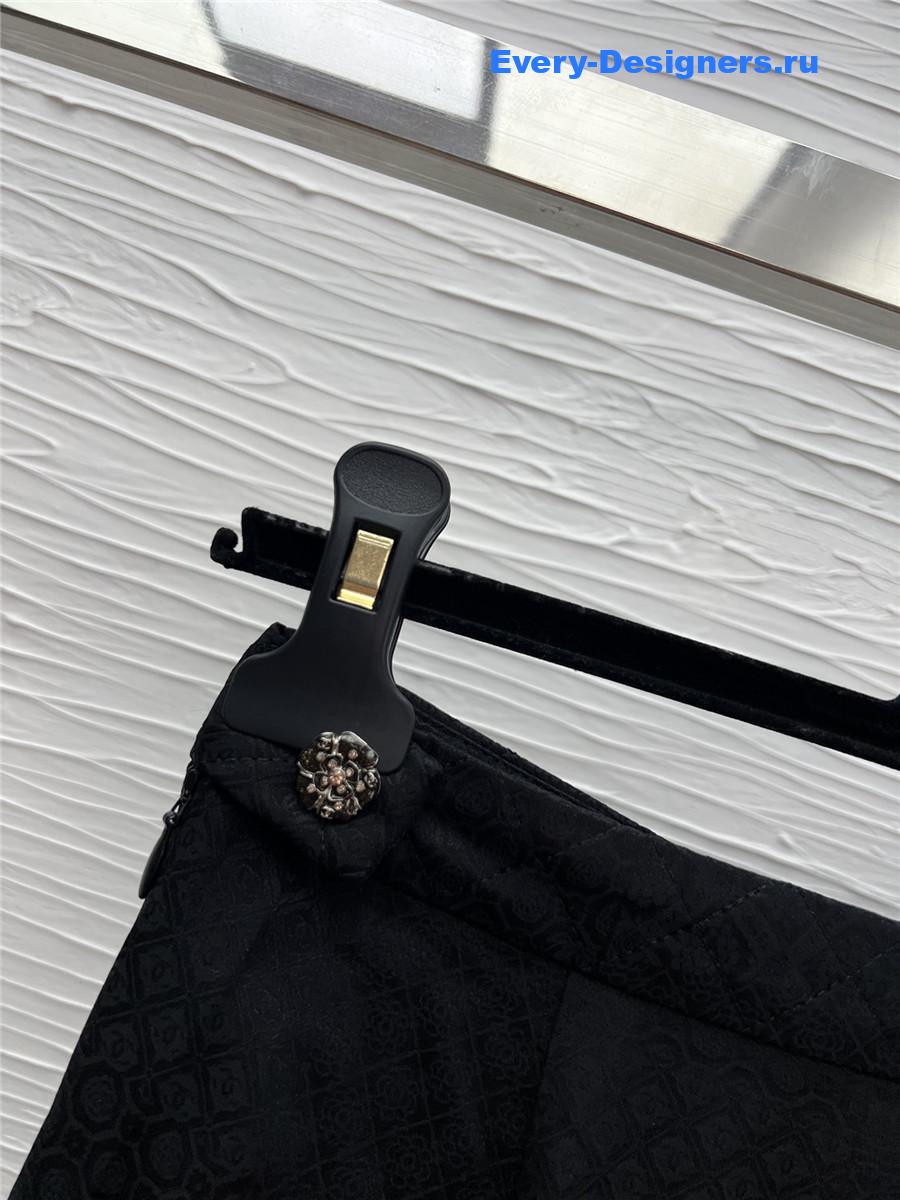 Ch**el black flocked silk trousers
