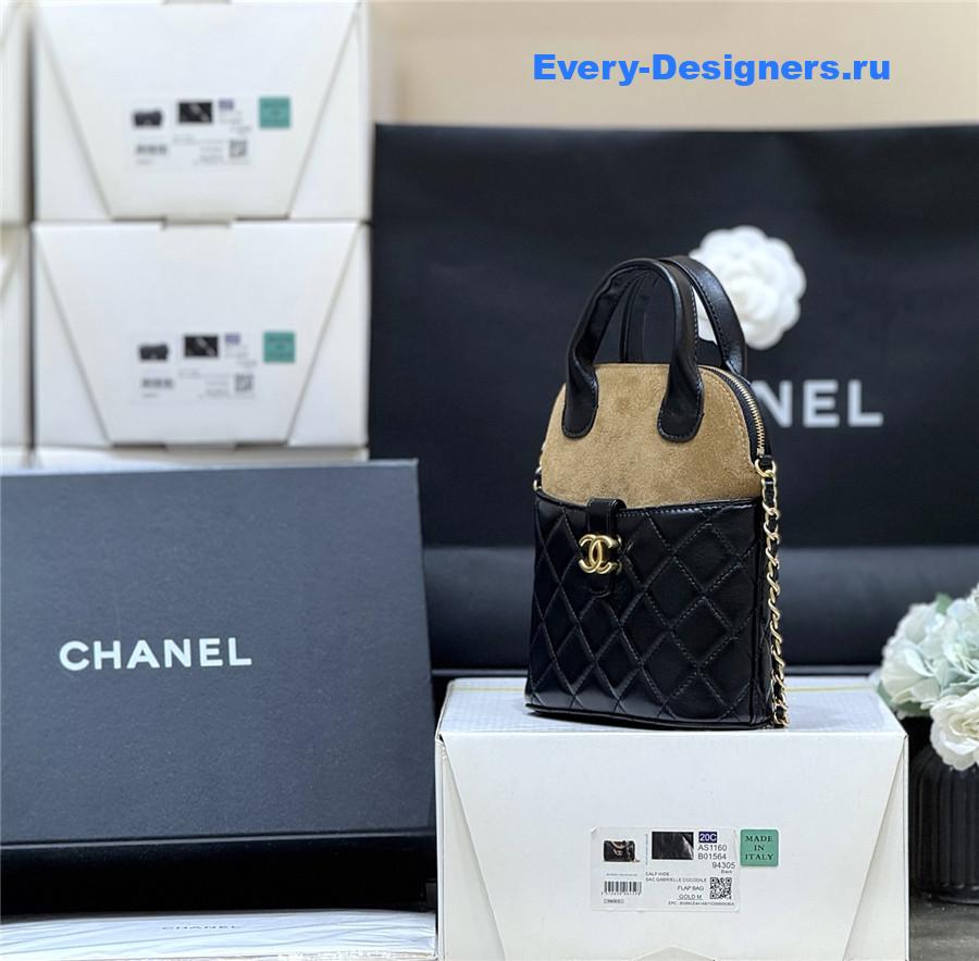 Ch**el beige & black suede small shopping bag